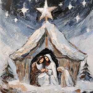 Firefly Manger Scene With Christmas Star In A Dark Blue Sky 39819